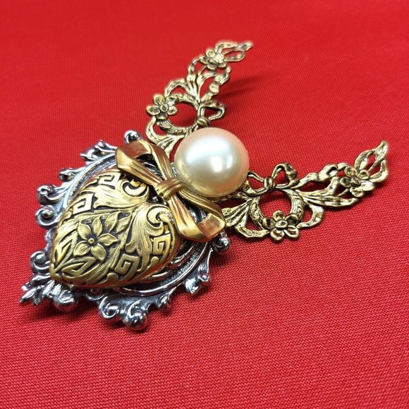 Jane Angel Pin Brooch Metal Gold Silver Signed - Picture 10 of 12